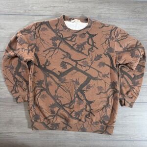 Revival Club Camo Tree Branch Graphic Crewneck Sweatshirt Size Medium